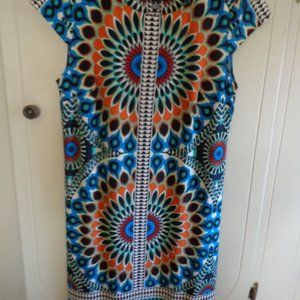 madison leigh Midi Dress 10 Cap Sleeves Colorful Boho
